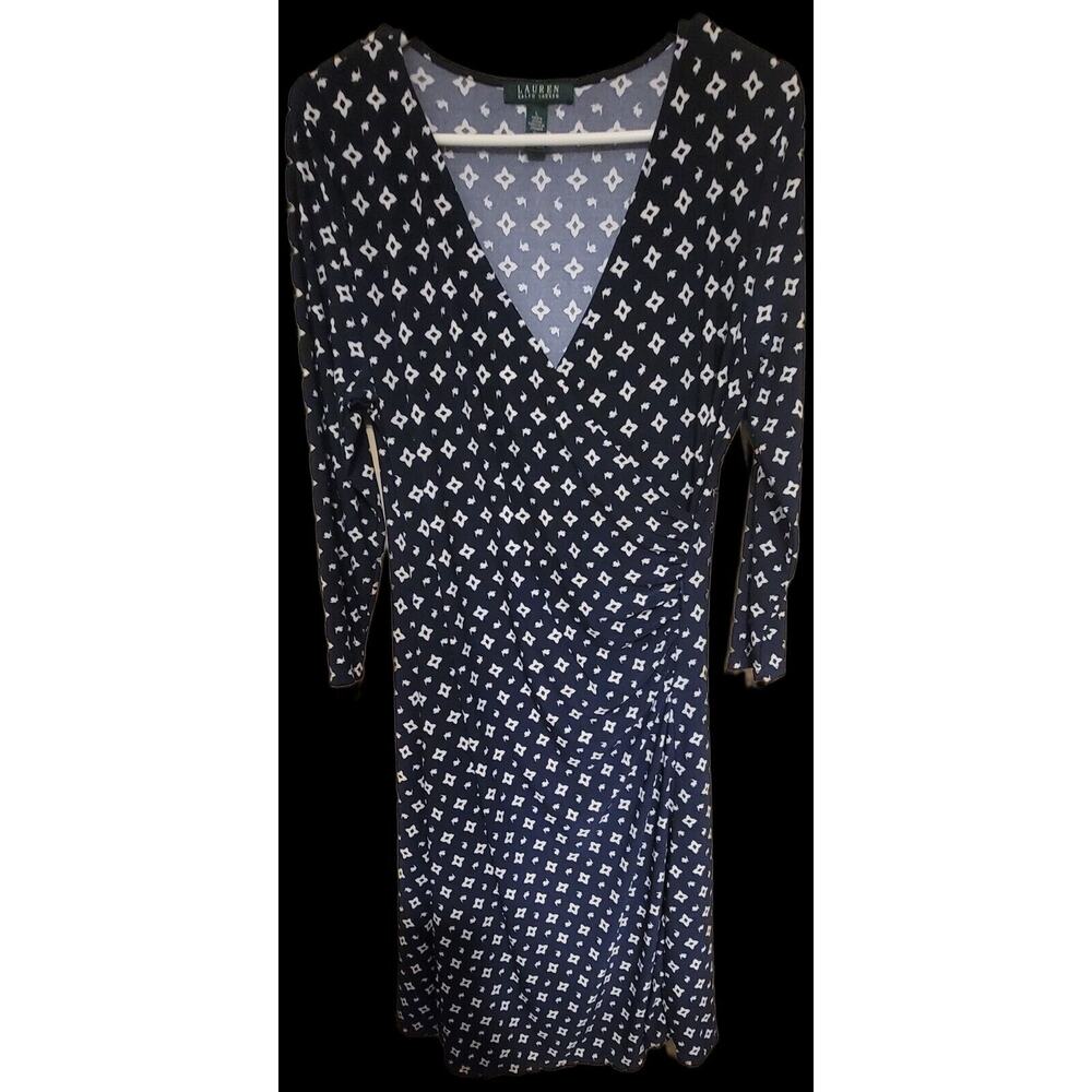 Lauren Ralph Lauren Women's Sz Lg Wrap Style Dress Stretch Old Money Prepping